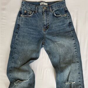 Pull&Bear Blue Distressed Women's Flare Jeans